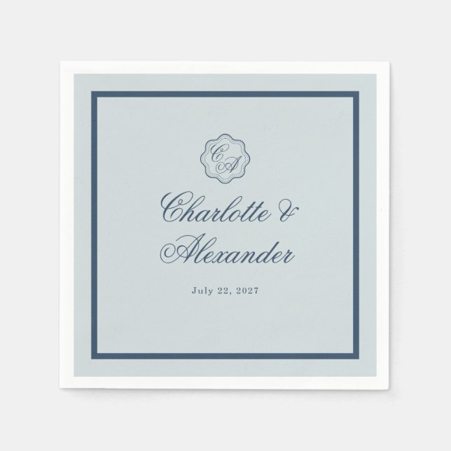 Coastal Wedding Dusty Blue Classic Napkin Pappersservett (Framsidan)