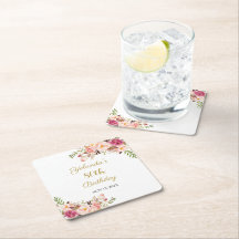 Coasters Adult 80th Birthday Floral Birthday Party