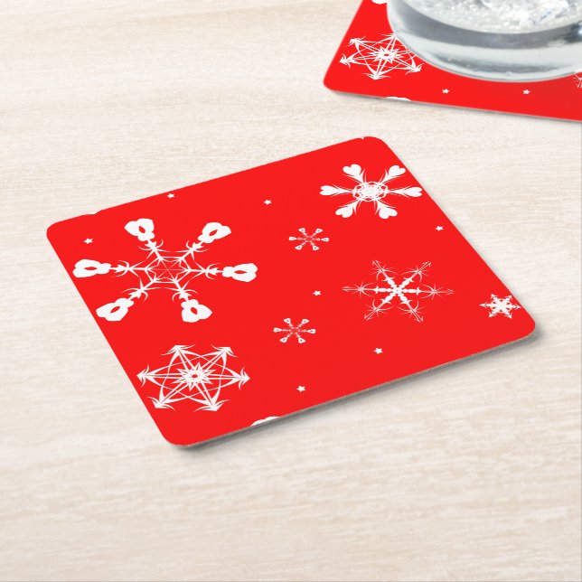 Coasters - Copos de Nieve - Navidad Underlägg Papper Kvadrat (Vinklad)