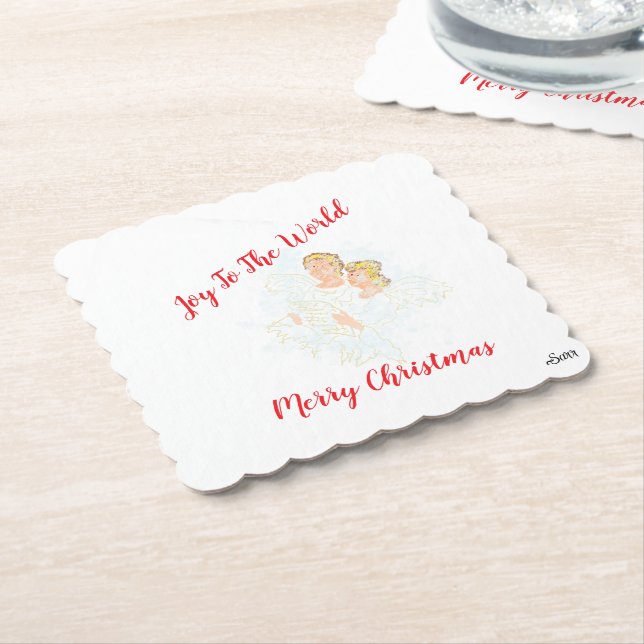 Coasters Merry Christmas . Underlägg Papper (Vinklad)