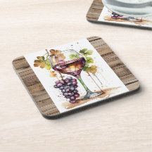 Coasters/ Porta copos/ Wine glass and Grapes