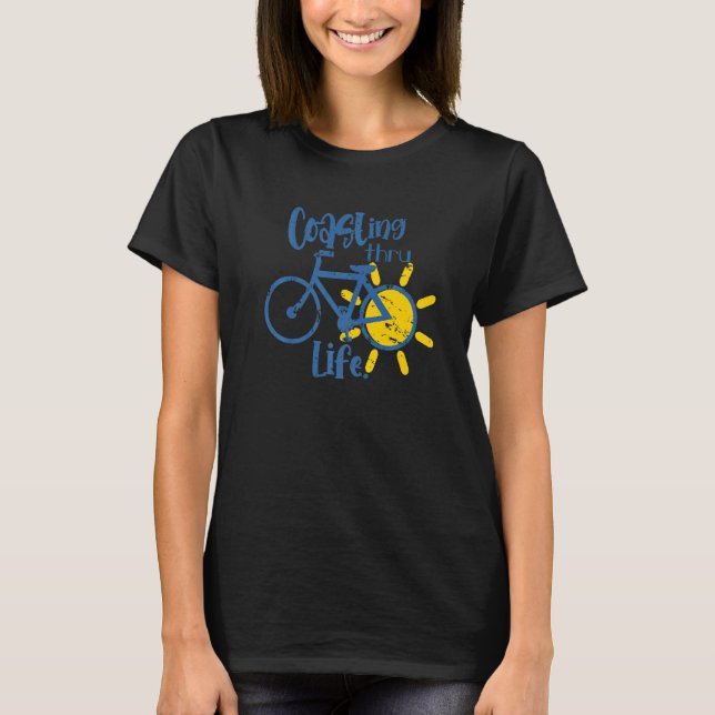 Coasting Thru Life  Cyclist T Shirt (Framsida)