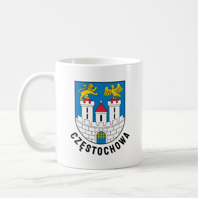 Coat of Arms of Częstochowa, Poland Kaffemugg (Vänster)