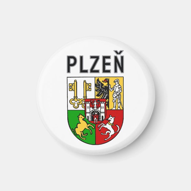 Coat of Arms of Plzeň, Czech Republic Magnet (Framsidan)