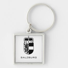 Coat of Arms of Salzburg Monochrome Fine Art Fyrkantig Silverfärgad Nyckelring