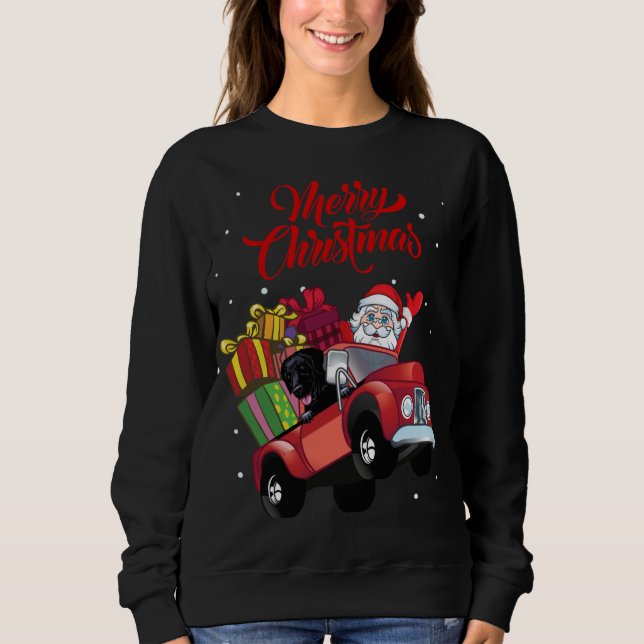 Coated Retriever med Tomte i röd lastbil T Shirt (Framsida)