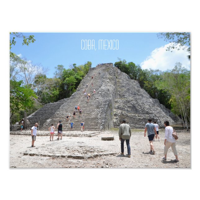 Coba Pyramid Mayan Ruins Riviera Maya Mexico Fototryck (Framsidan)
