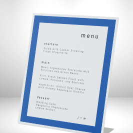 Cobald blue wedding menu Pedestal Sign