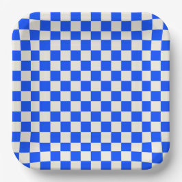 Cobalt and cream checkerboard pattern