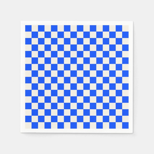 Cobalt and cream checkerboard pattern pappersservett (Framsidan)