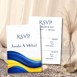 Cobalt Blue and Lemon Yellow RSVP Wedding  OSA Kort