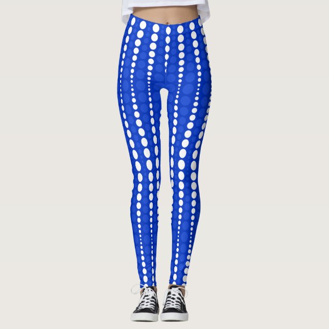 Cobalt Blue and White Polka Dot Leggings (Framsida)
