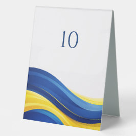 Cobalt Blue and Yellow Modern Wedding Table Number