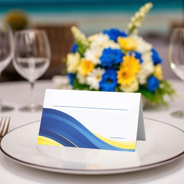 Cobalt Blue and Yellow Wedding Placeringskort (Cobalt Blue and Yellow Wedding Place Card)