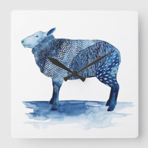 Cobalt Blue Boskap - Får Fyrkantig Klocka
