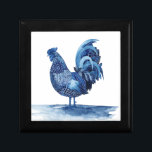 Cobalt Blue Boskap - Tupp Minnesask<br><div class="desc">Cobalt Boskap IV av Grace Popp. Ett tupp i ett djupt,  kobolt blått färg med flera olika utformningar.</div>