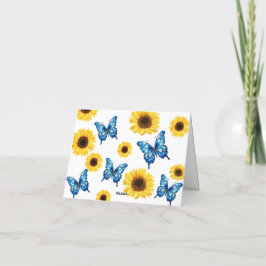 Cobalt Blue Butterfly och Sunblommor Baby Shower Tack Kort