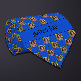 Cobalt Blue Checkated Photo Neck Tie Slips