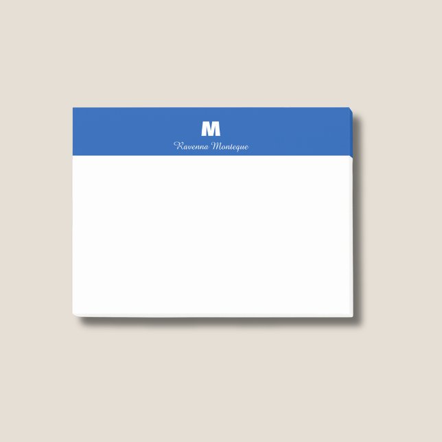 Cobalt Blue Chic Personalized Name Letter Monogram Post-it Block (Skapare uppladdad)