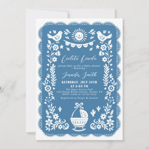 Cobalt Blue Cielito Lindo Baby Shower Inbjudningar