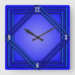 Cobalt Blue Dubbla Ram 4 vita tal Fyrkantig Klocka