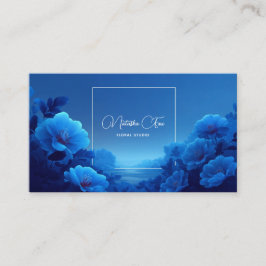 Cobalt Blue Floral Modern Geometric Ocean Visitkort