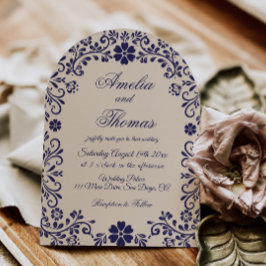 Cobalt Blue Floral Wedding Invitation Inbjudningar