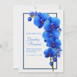 Cobalt Blue Gilded Orchid Wedding Inbjudningar