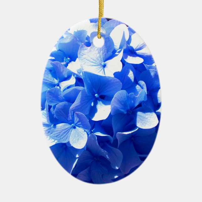 Cobalt Blue Hydrangea Julgransprydnad Keramik (Framsidan)
