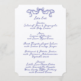 Cobalt Blue La Dolce Vita Doodle Ecru Bröllop Meny