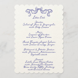 Cobalt Blue La Dolce Vita Doodle Ecru Bröllop Meny