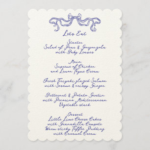 Cobalt Blue La Dolce Vita Doodle Ecru Bröllop Meny