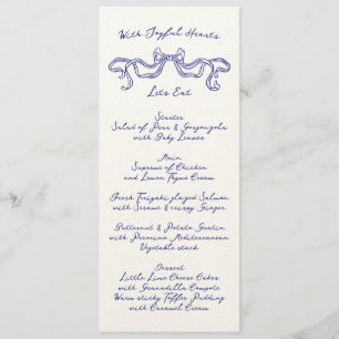 Cobalt Blue La Dolce Vita Ribbon Ecru Bröllop Meny