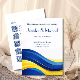 Cobalt Blue & Lemon Yellow All in One Wedding  Inbjudningar