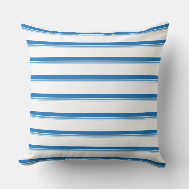 Cobalt Blue Modern Nautical Rand Kudde (Framsida)