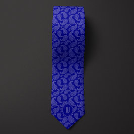 Cobalt Blue Monochrome Monogram Paisley Slips