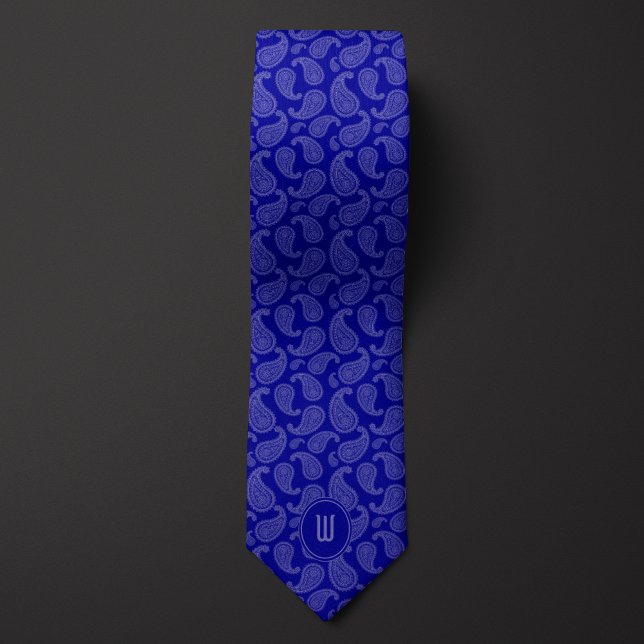 Cobalt Blue Monochrome Monogram Paisley Slips (Skapare uppladdad)
