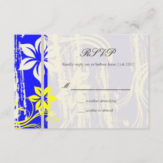 Cobalt Blue och Gult Swirl Bröllop OSA Kort