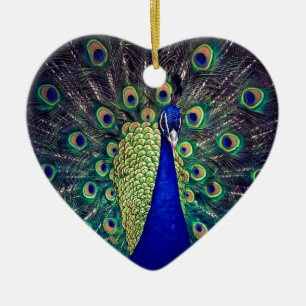 Cobalt Blue Peacock Julgransprydnad Keramik