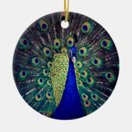 Cobalt Blue Peacock Julgransprydnad Keramik
