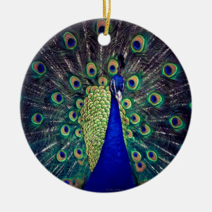 Cobalt Blue Peacock Julgransprydnad Keramik
