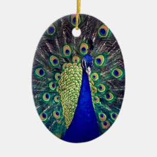 Cobalt Blue Peacock Julgransprydnad Keramik
