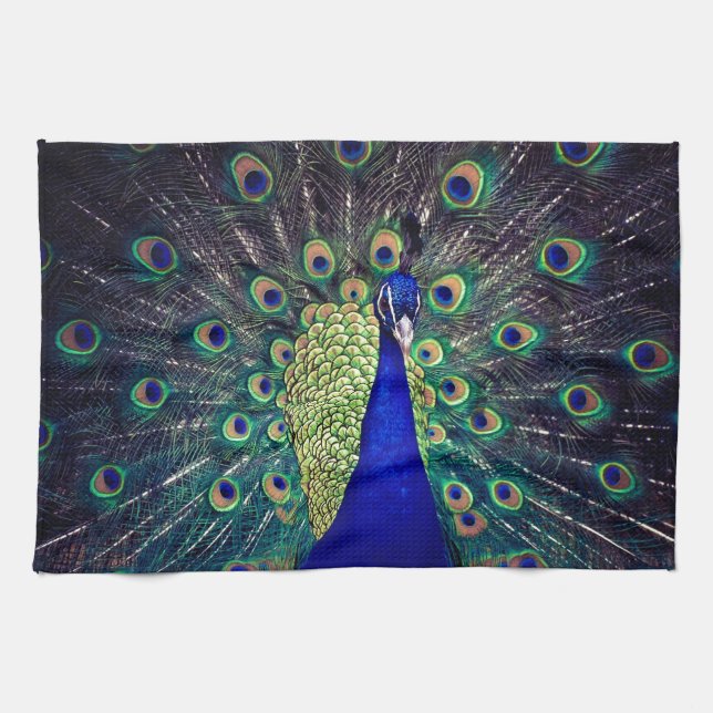 Cobalt Blue Peacock Kökshandduk (Horisontell)