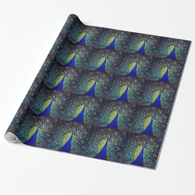 Cobalt Blue Peacock Presentpapper (Utrullad)