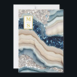 *~ Cobalt Blue QR Ivory Agate AR66 OSA Bröllop Inbjudningar<br><div class="desc">(sök-ID AR66 för liknande formgivning samt AR2, AR13 och AR26 ) * INITIALER / MONOGRAM för paret visas djärvt på den här symbolen för Agate Geode Marble Stone bröllopsinbjudan. Bröllopsinbjudan - MIDNIGHT COBALT BLUE IVORY Marble/Agate with SILVER GLITTER and GULD Veins Sparkling Guld glitter faux Gold Foil Agate/Marble/Stone/Geode very petty...</div>