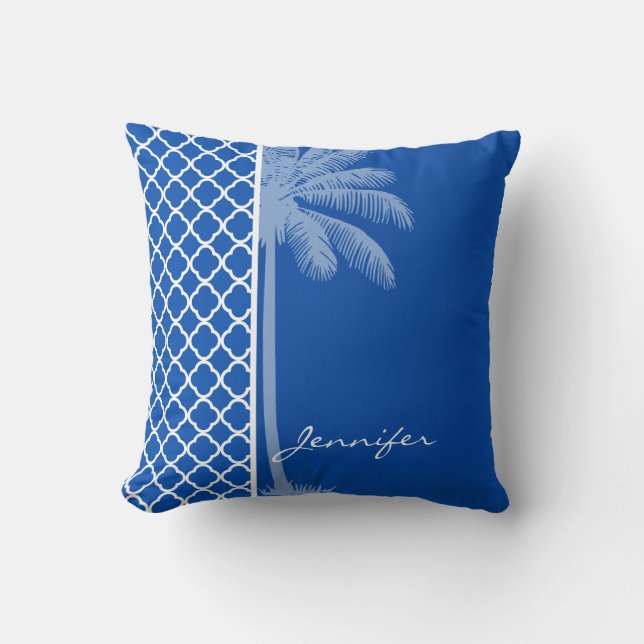 Cobalt Blue Quatrefoil, Handflatan Kudde (Framsida)