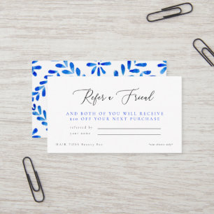 Cobalt Blue Salon Refererar en Friend-rabatt Visitkort