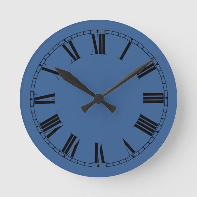 Cobalt Blue Solid Färg Rund Klocka (Framsida)