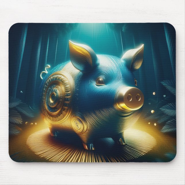 Cobalt Blue Steampunk Pig Musmatta (Framsidan)