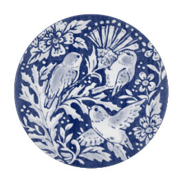 Cobalt Blue White Bird Thistle Rustic Chinoiserie